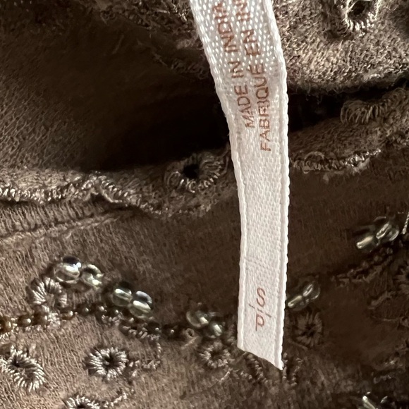 Free People Easy Does It Tee Brown Beaded Top Size Small - Picture 9 of 12